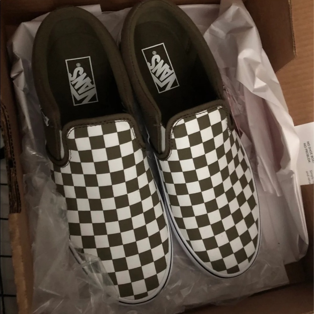 Checkered Vans Slip Ons
